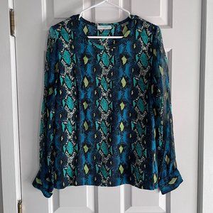 Equipment silk snake print long sleeve blouse size large